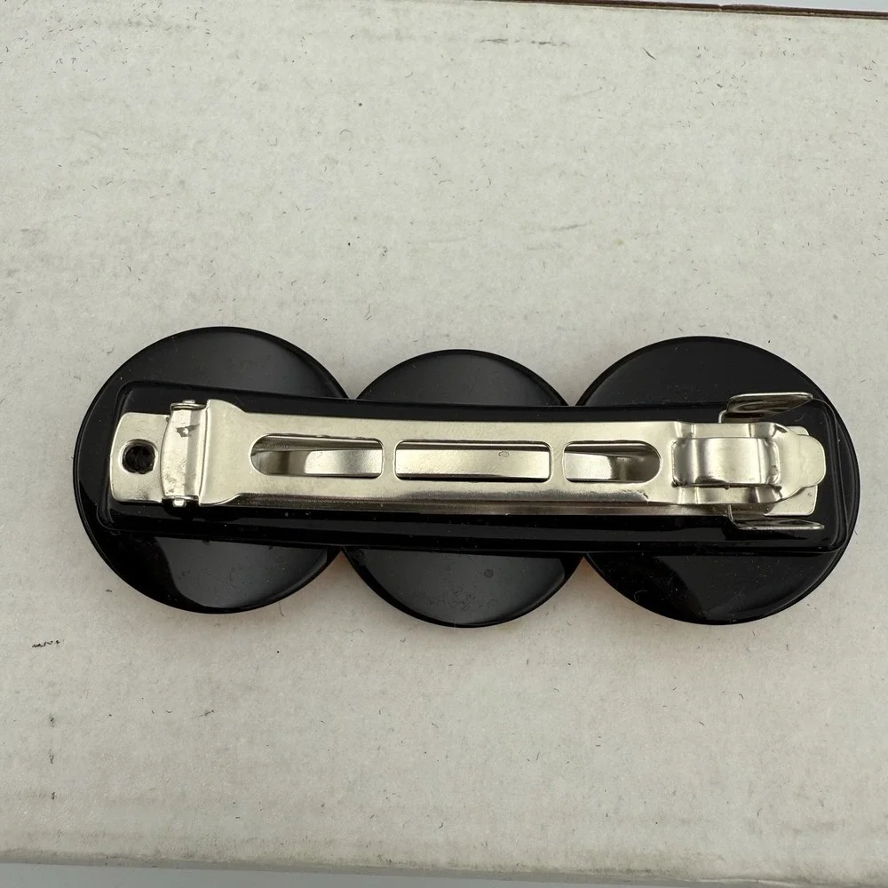 Vintage Amber Plastic Gold-Tone Hair Clip Barrette 3.5